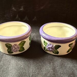 Set of 2 Floral Ceramic Candle Holders
